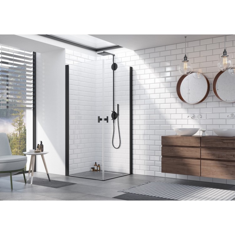 Dušas stūris kvadrātveida Radaway NES Black KDD I 90x90cm