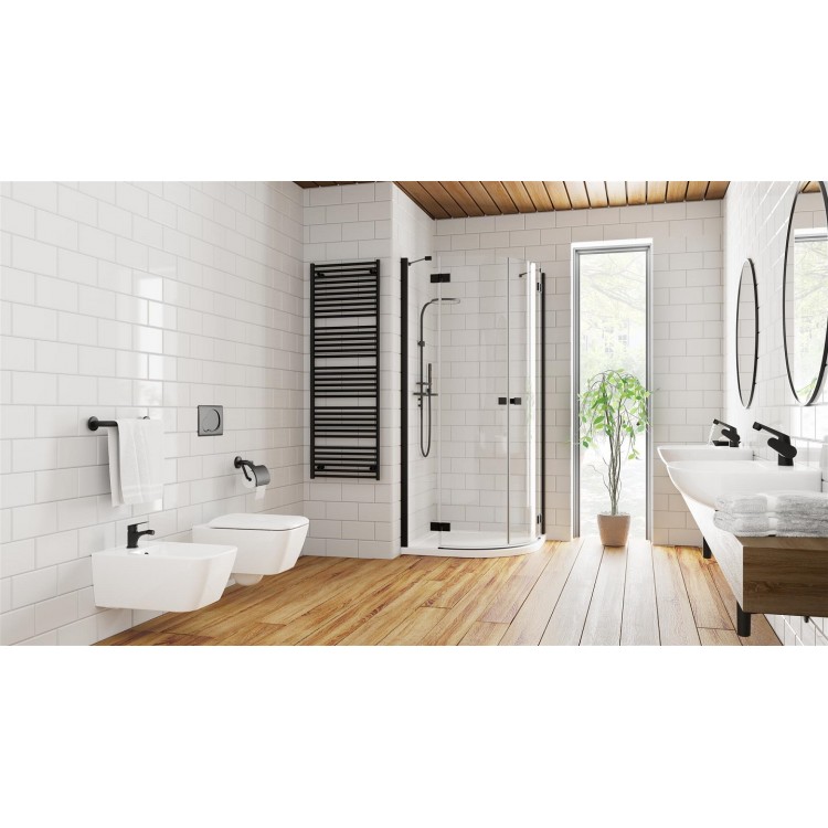 Dušas stūris pusapaļš Radaway Essenza New Black PDD 80x80 cm