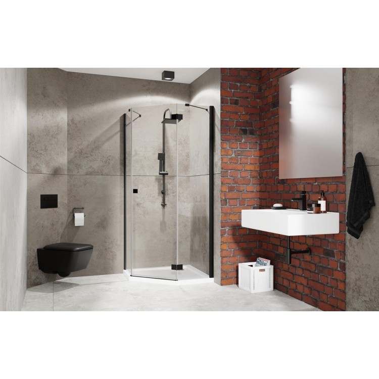 Dušas stūris piecstūru Radaway Essenza New Black PTJ 80x80 cm