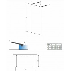 Dušas siena Radaway Modo New Black I 120x200cm