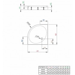 Dušas paliktnis pusapaļš Radaway Patmos A 80x80 ,balts