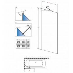 Vannas sieniņa Radaway Modo New Black PNJ 90 cm