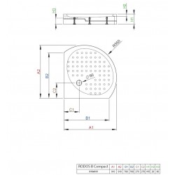 Dušas paliktnis pusapaļš Radaway Rodos B Compact 90x90 ,balts