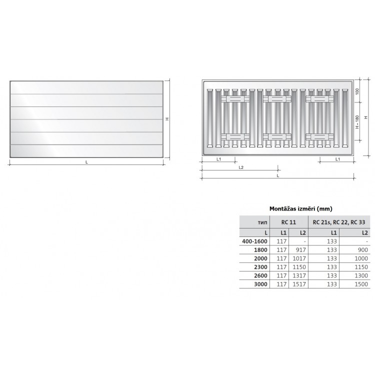 Tērauda paneļu apkures radiators PURMO RAMO Compact 33 300x1200