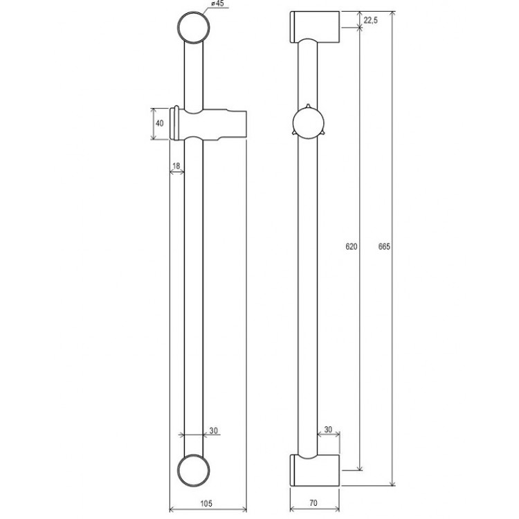 Dušas stienis Ravak 600mm 972.00