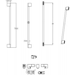 Dušas stienis Ravak Chrome 700mm 974.00