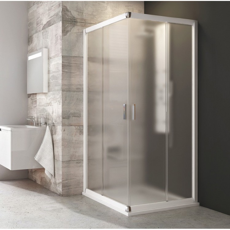 Dušas stūris kvadrātveida RAVAK BLRV2 90x90cm, balts/matēts