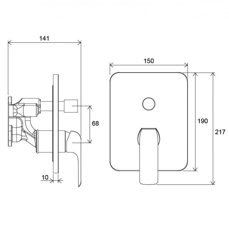 Vannas un dušas iebūvējamā maisītāja dekoratīvā daļa RAVAK Flat FL 065.20, X070179