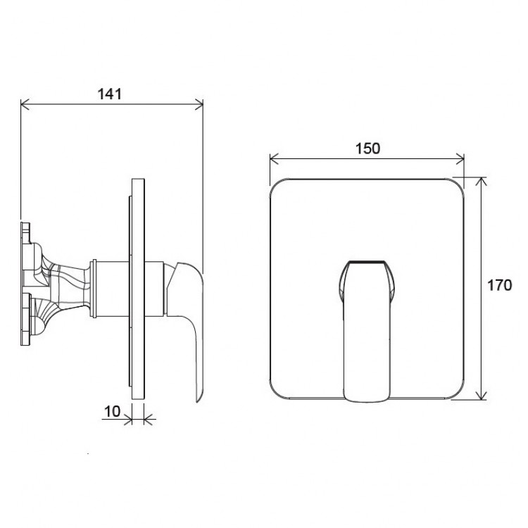 Dušas iebūvējamā maisītāja dekoratīvā daļa RAVAK FLAT FL 066.00, X070124