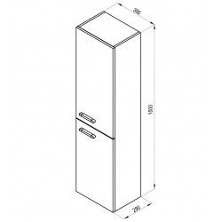 Vannas istabas augstais skapis RAVAK SB Chrome 350 R, balts/melns