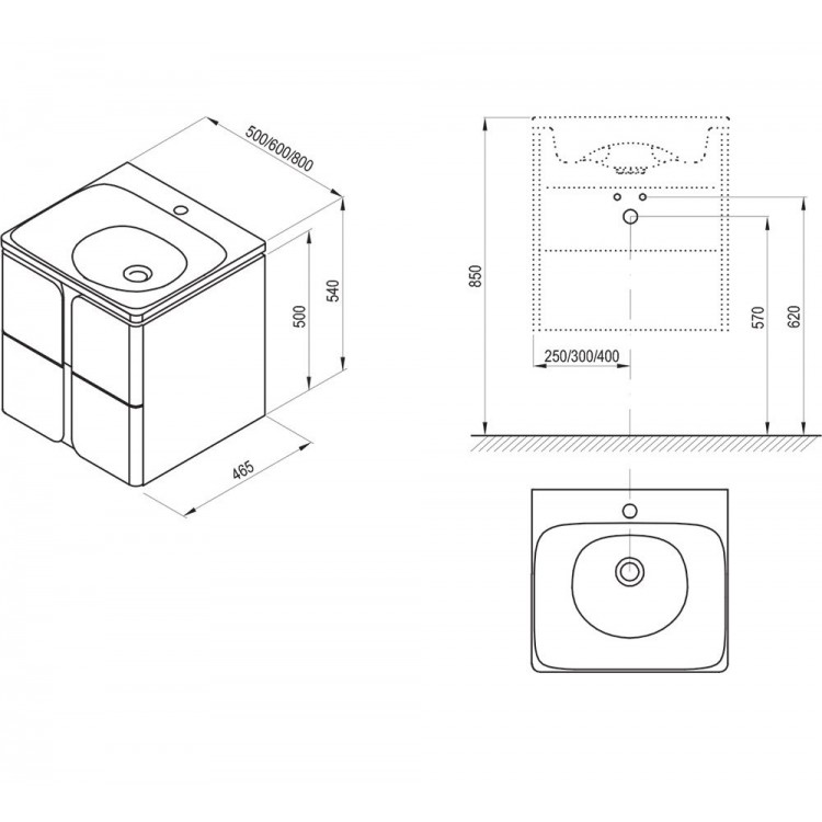 Vannas istabas skapītis izlietnei RAVAK SD Balance 60x47cm, X000001367
