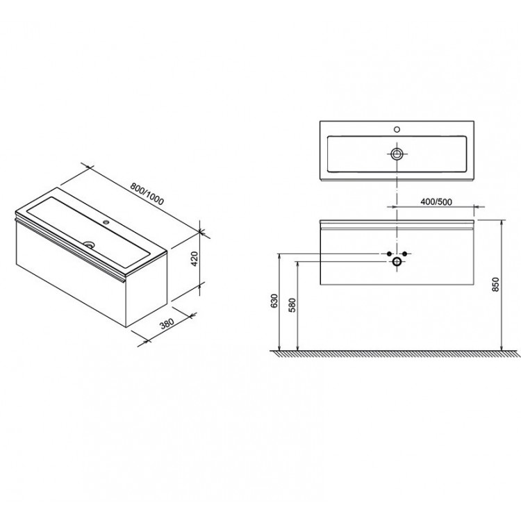 Vannas istabas skapītis izlietnei RAVAK SD Clear 800, balts