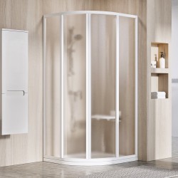 Dušas stūris pusapaļš RAVAK SKCP4 90x90cm, balts/grape