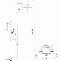 Termostata dušas sistēma RAVAK TE 091.00/150, X070058