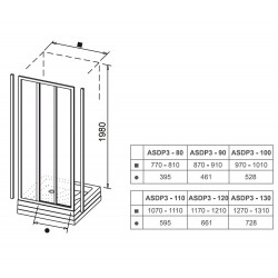 Dušas durvis RAVAK ASDP3-100 satīns/caurspīdīgs