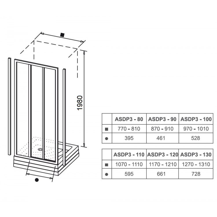 Dušas durvis RAVAK ASDP3-80 satīns/caurspīdīgs