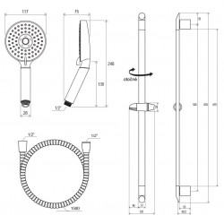 Dušas komplekts Ravak 70cm, hroms X07P177