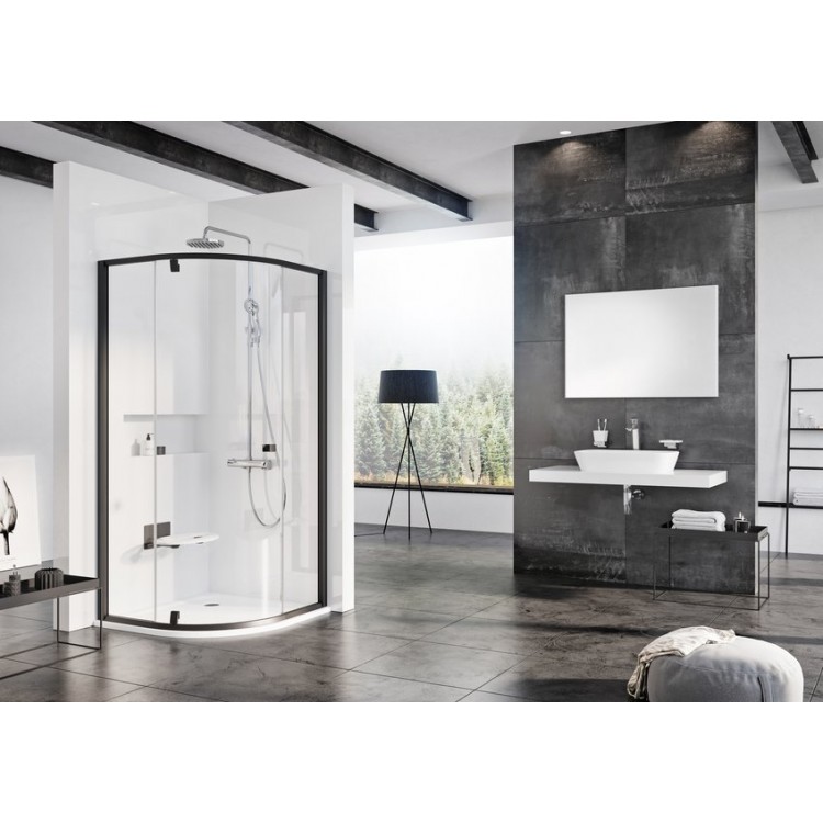 Dušas stūris pusapaļš RAVAK PIVOT PSKK3 90x90cm, melns
