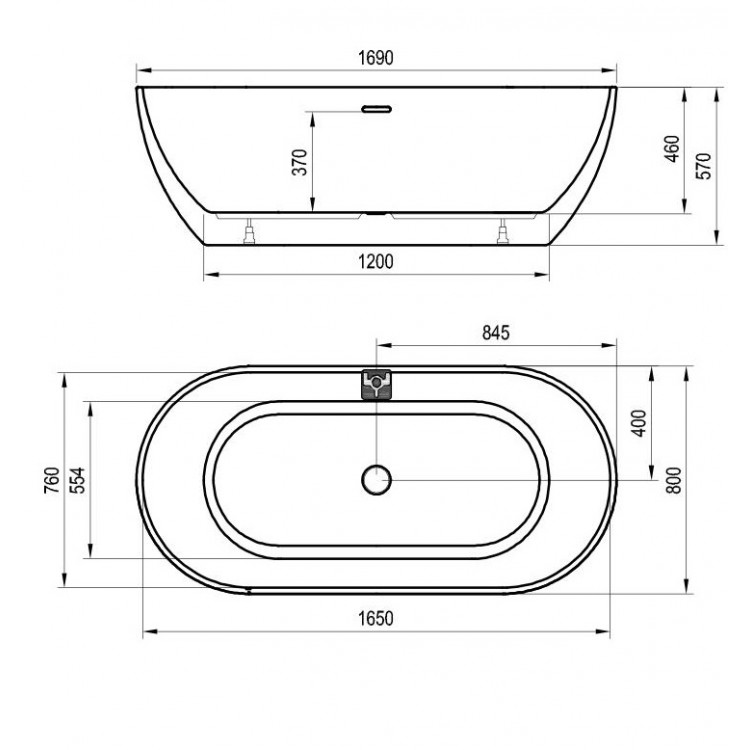 Brīvi stāvoša vanna Ravak FREEDOM O 169x80 cm