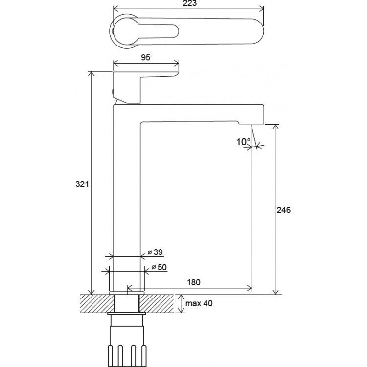 Izlietnes maisītājs paaugstināts RAVAK PURI PU 015.20