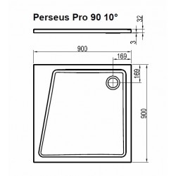 Dušas paliktnis kvadrātveida RAVAK Perseus Pro 10° 100x100 cm