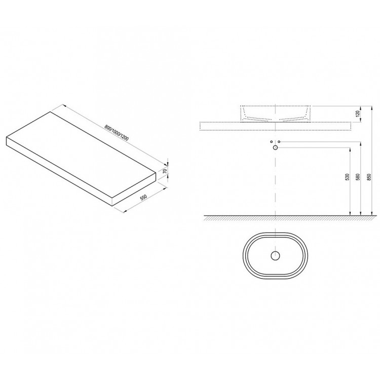 Plaukts zem izlietnes Ravak I 1000, balts