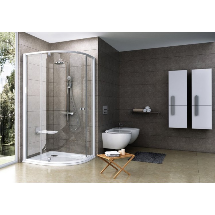 Dušas stūris pusapaļš RAVAK PIVOT PSKK3 80x80cm, balts/balts