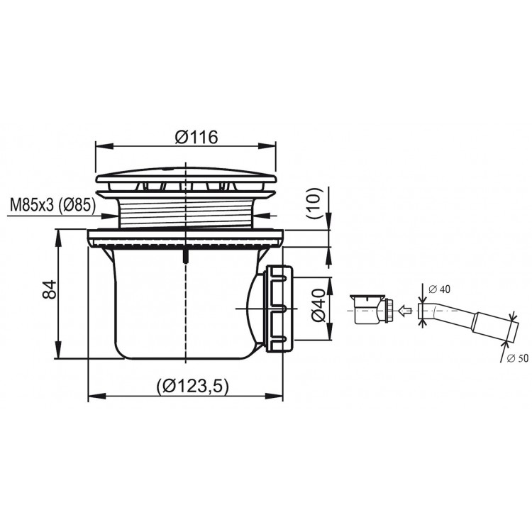Dušas sifons Ravak PROFESSIONAL 90mm, X01309