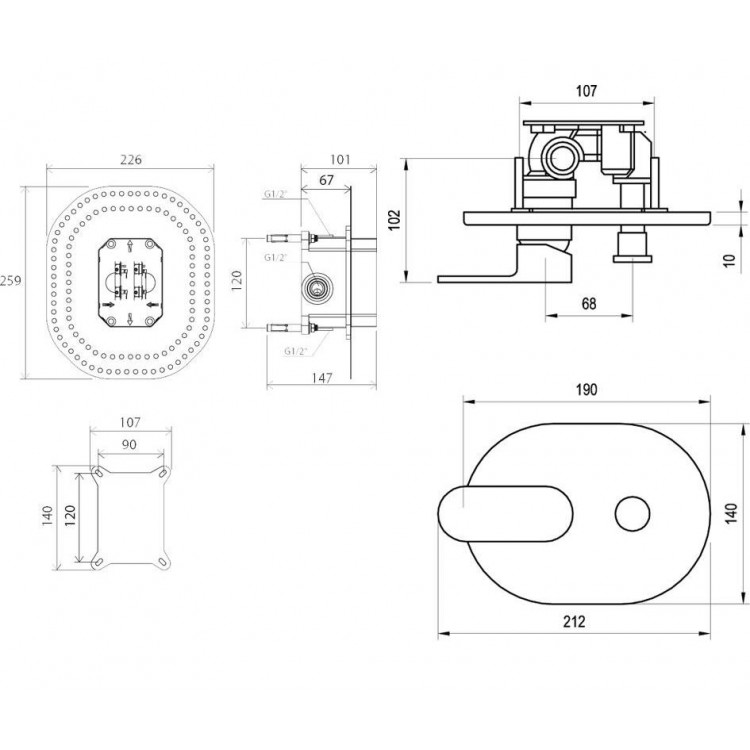 Vannas un dušas iebūvējamā maisītāja dekoratīvā daļa RAVAK Chrome CR 065.20, X070432