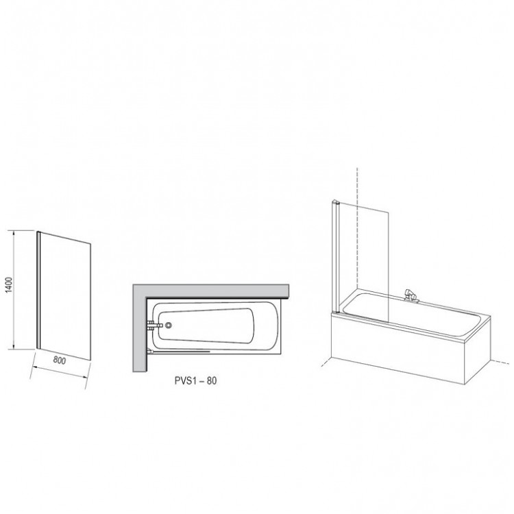 Vannas sieniņa RAVAK PVS1-80