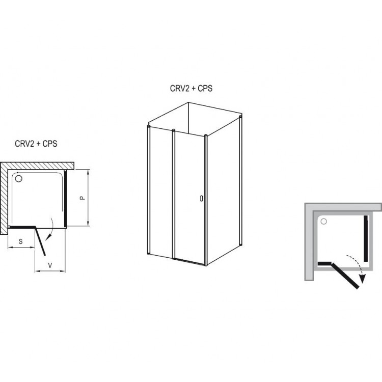 Dušas stūris kvadrātveida RAVAK Chrome CRV2+CPS 100x100cm, spīdīgs