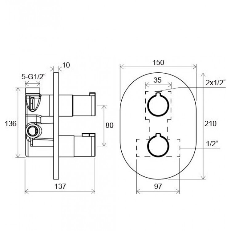 RAVAK Chrome CR063.20 Zemapm. vannas/dušas termostata jaucējkrāns, X070432