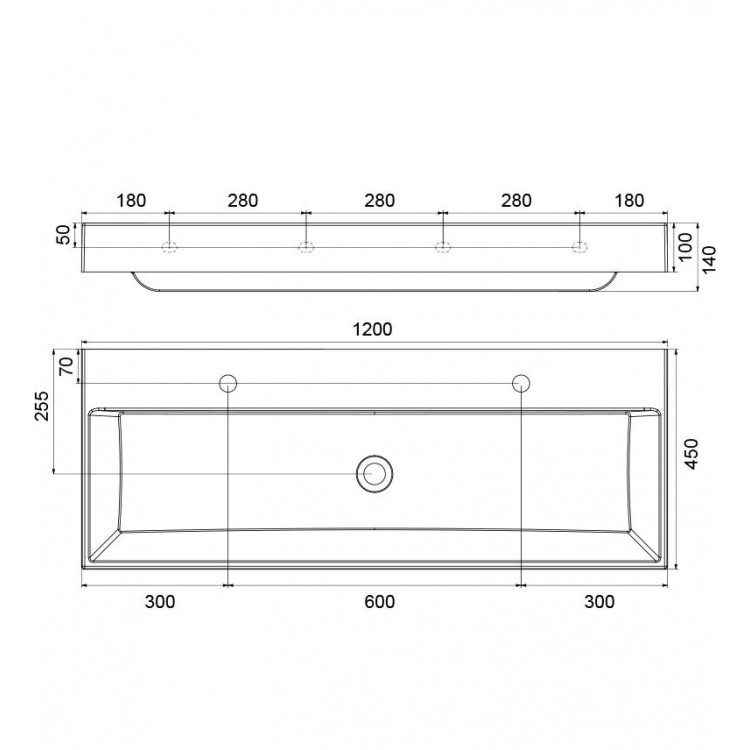 Vannas istabas dubultā izlietne Ravak Natural 120x45 cm, XJO01212000