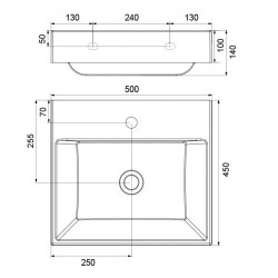 Vannas istabas izlietne RAVAK Natural 50x45 cm, XJO01250000