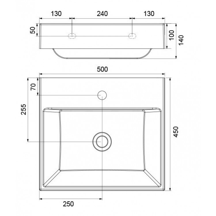 Vannas istabas izlietne RAVAK Natural 50x45 cm, XJO01250000