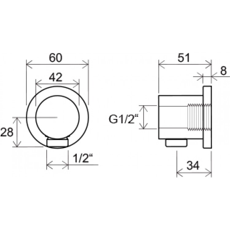 Ravak Dušas izvads no sienas 1/2 x 1/2 āv, hromēts 701.00