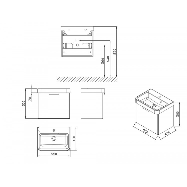 Vannas istabas skapītis izlietnei Ravak SD BeHappy II 550