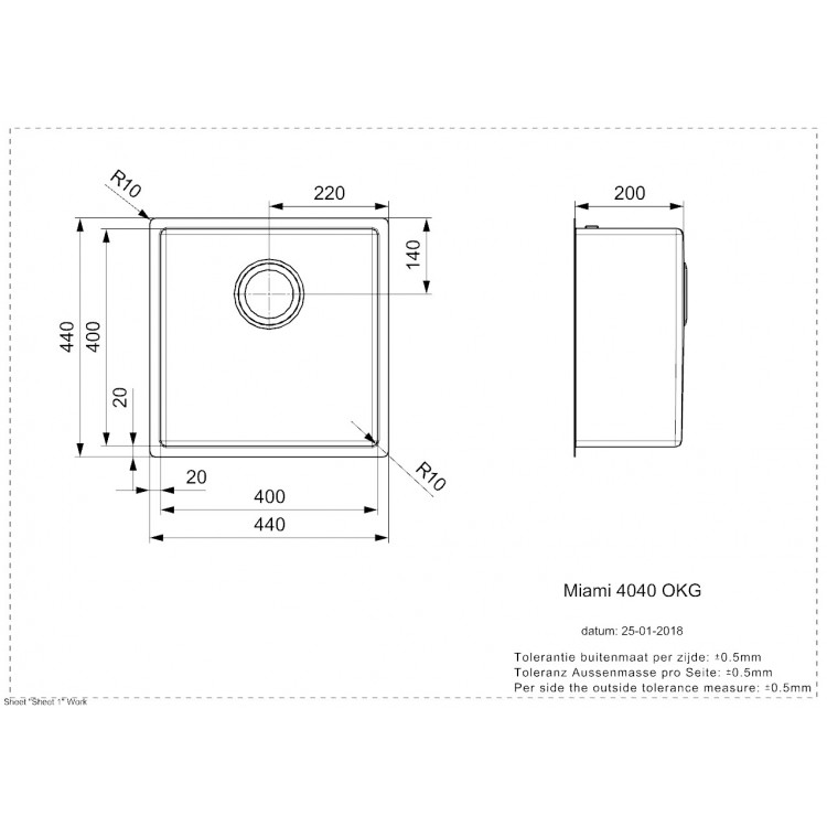Virtuves izlietne Reginox MIAMI 44x44cm, R30707