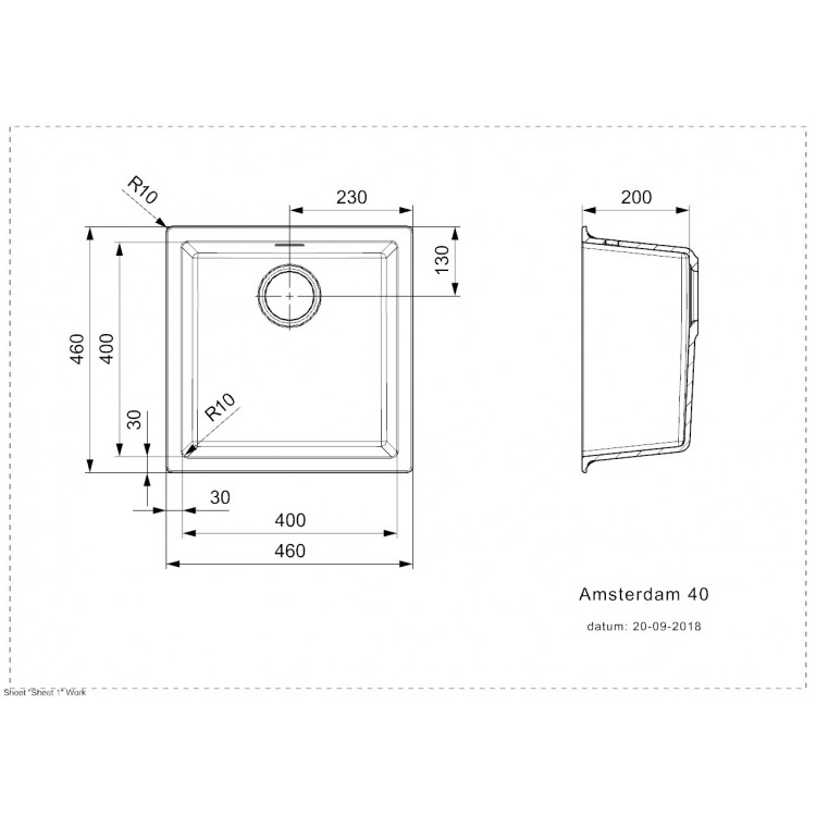 Virtuves izlietne Reginox Amsterdam 40 46x46cm, R32305