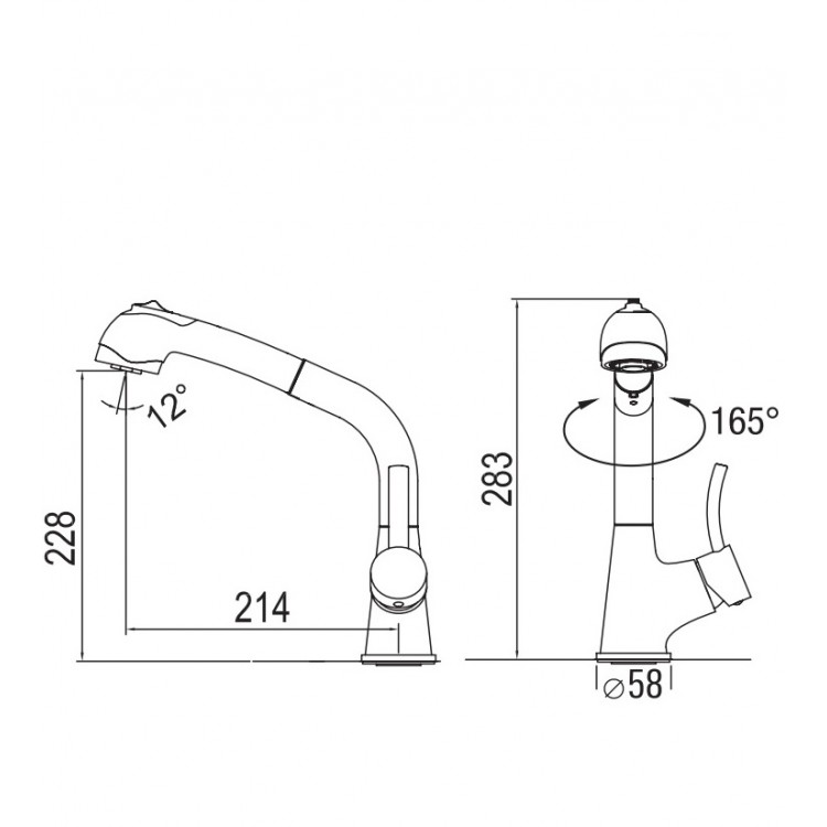 Virtuves izlietnes maisītājs ar izvelkamu izteku BLUE WATER RETRA, hroms