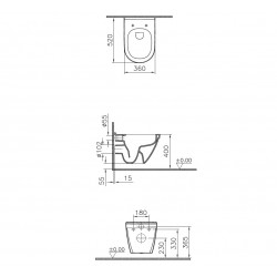 Tualetes pods piekaramais Vitra S50 Rim-ex ar Soft Close vāku, 7740B