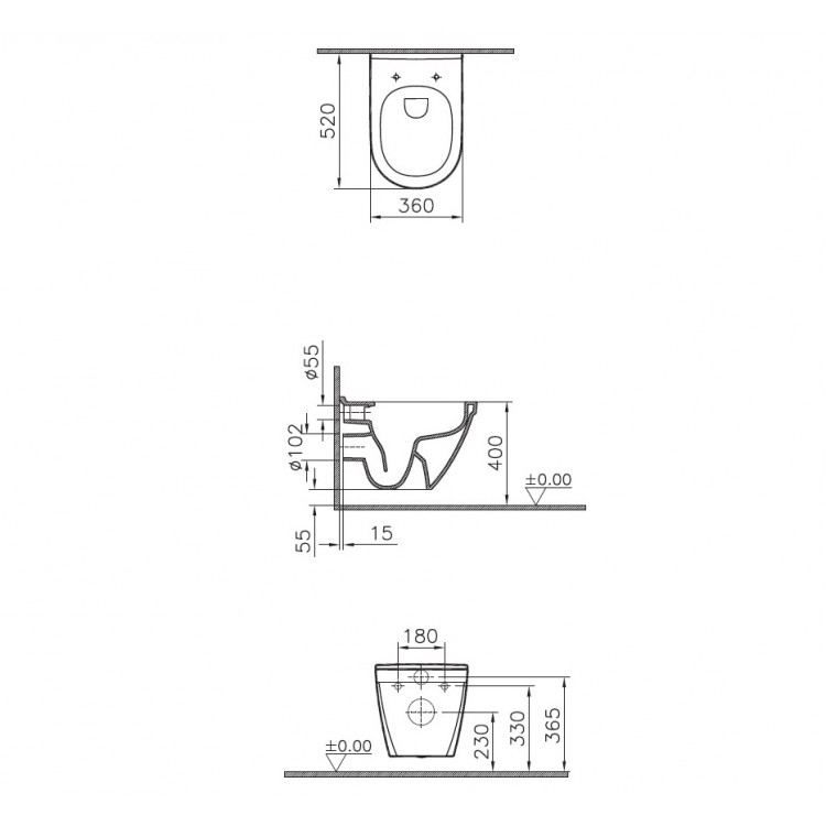 Tualetes pods piekaramais Vitra S50 Rim-ex ar Soft Close vāku, 7740B