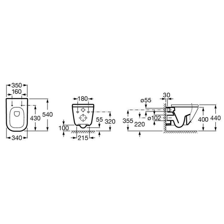 Tualetes pods piekaramais Roca The Gap A346477000