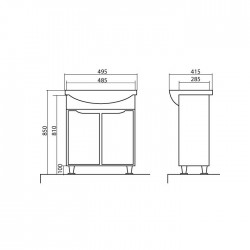 Vannas istabas skapītis ar izlietni Akvarodos RODORS 50 cm, Rodors50