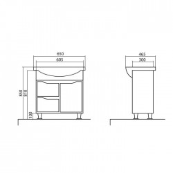 Vannas istabas skapītis ar izlietni Akvarodos RODORS 65 cm, 195772