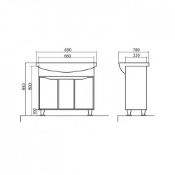 Vannas istabas skapītis ar izlietni Akvarodos RODORS 70 cm, Rodors70
