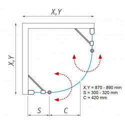 Dušas stūris pusapaļš Roth TR2 Light 900x900