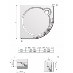Dušas stūris pusapaļš Roltechnik LLR2 800x800 mm, spīdīgs