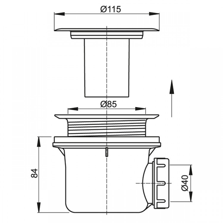 Dušas sifons Roltechnik 90mm, 8100014