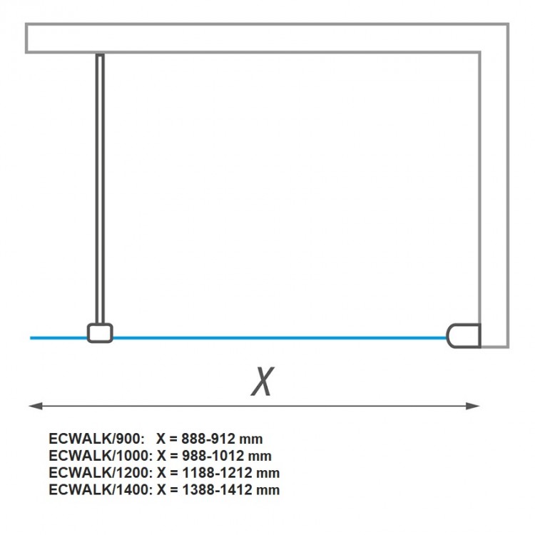 Dušas siena Roth ECWALK 100x200 cm, brillant